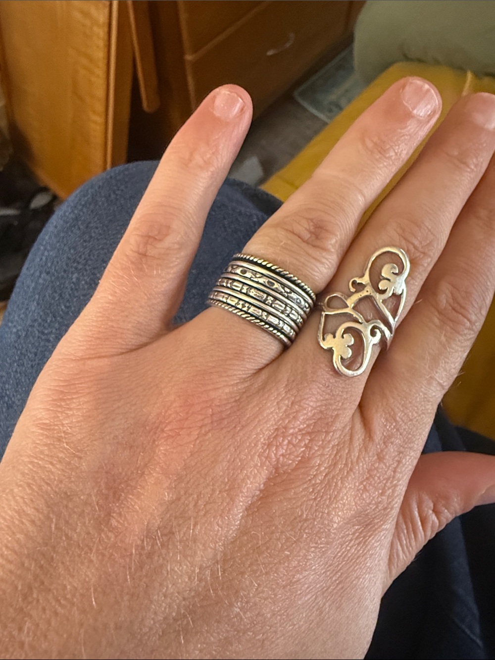 Boho spinner ring Sterling silver